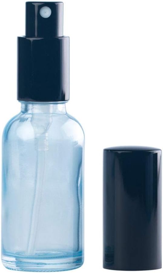 Gokeop 3oz Glass Spray Bottle with Dust Cap, 100ml Fine Mist Refillable Empty Container Portable Travel Size for Makeup Hair and Beauty,Light-Proof Recyclable Small for Essential Oil Pump Bottle Blue