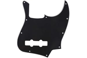 Musiclily 10 Hole J Bass Pickguard for Fender American/Mexican Made Standard Jazz Bass, 3Ply Black