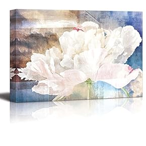 Abstract Canvas Art - White Flower Petal on Splatter Color Background - Giclee Print Modern Wall Art | Stretched Gallery Wrap Ready to Hang Home Decoration - 12x18 inches