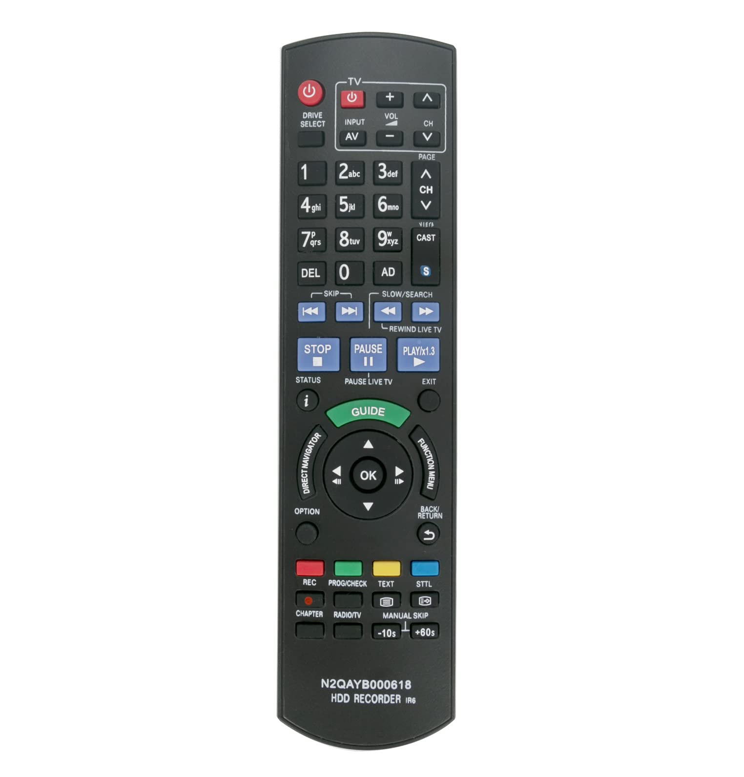 AULCMEET N2QAYB000618 Replacement Remote Control Compatible with Panasonic HDD Recorder Home Cinema DMRHW100EB-K DMR-HW100EBK DMR-HW100 DMR-HW120 DMR-HW220