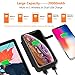 Solar Charger 10000mAh, 4.5W Qi Wireless Charger Portable Power Bank External Battery Pack with 3 Solar Panels, Flashlight, Dual 5V/2.1A USB Port, IP65 Rainproof for Camping Hiking Fishing (Black)