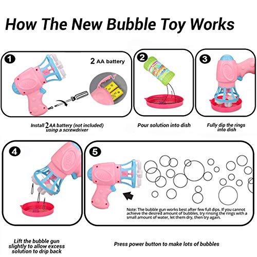 Avando Bubble Gun Shooter Bubble Blowing Gun for Kids with 2 Bubble Solutions