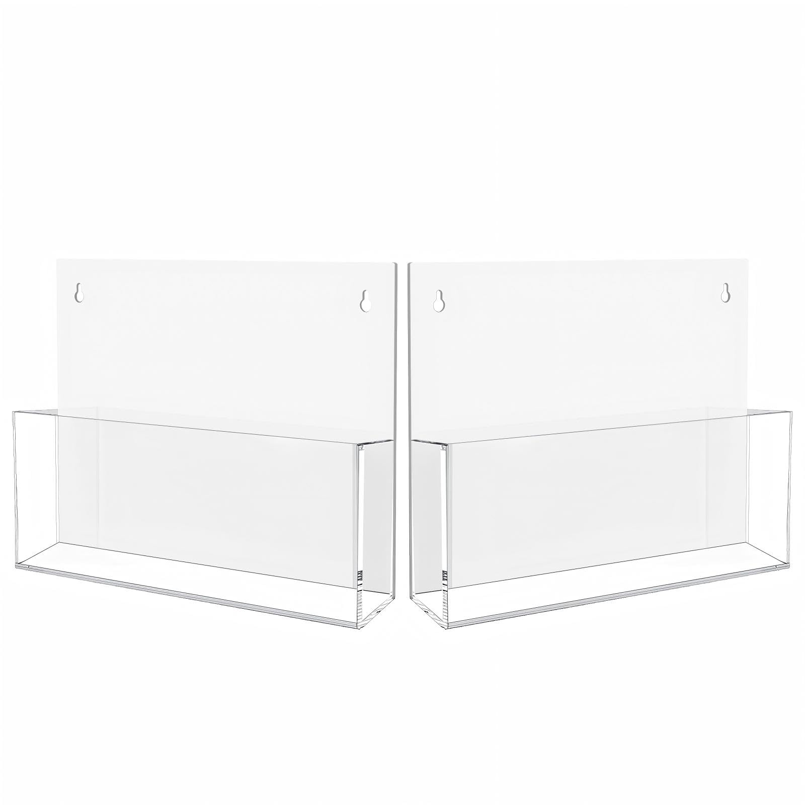 Photo 1 of JUESHA 2 Pack Clear Acrylic File Holder Wall Mount Self Adhesive, Legal Size Hanging Paper Organizer, Wall Pocket File Holder Storage for Letter Folder Brochure Magazine Bookshelf Literature Display