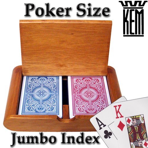 Brybelly KEM Arrow Red/Blue Poker Jumbo 100% Plastic Playing Cards in Wooden Box