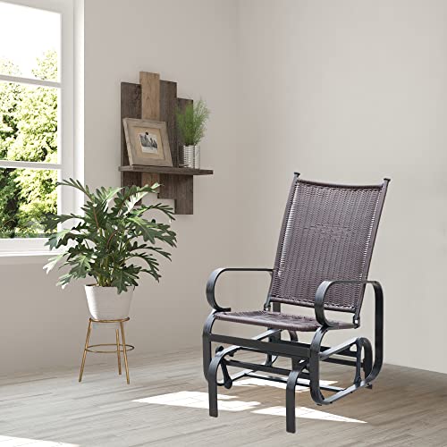 PatioPost Wicker Outdoor Glider Chair Porch Glider Patio Swing Rocking