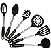 Culinary Couture 6-Piece Stainless Steel & Silicone Kitchen Utensils Set, Silicone Cooking Utensils, Heat Resistant Kitchen Cooking Utensils Set, Includes a Bonus Recipe E-Book, Black