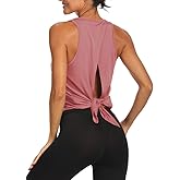 Bestisun Backless Workout Yoga Shirts Tie Back Sports Tank Athletic Tops for Women