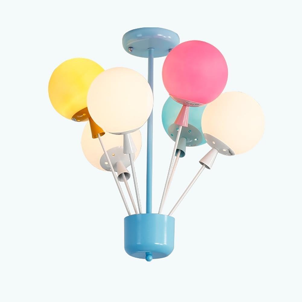 Viqie Chandelier Modern style children's room chandelier, cartoon children's room chandelier, creative colorful LED hot air balloon lights, children's room ceiling lamp chandelier (6 lights) boy and g