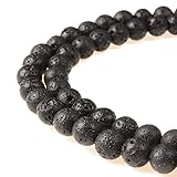PLTbeads 12mm Black Lava Gemstone round Loose Beads Approxi 15.5 inch 32pcs 1 Strand per Bag for Jewelry Making Findings Accessories