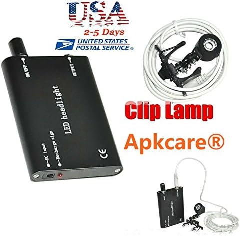 ( USA SHIPPING) Apkcare Portable Clip Clamp LED Headlight Lamp for Dental Surgical Medical Binocular Loupes Glasses (BLACK)