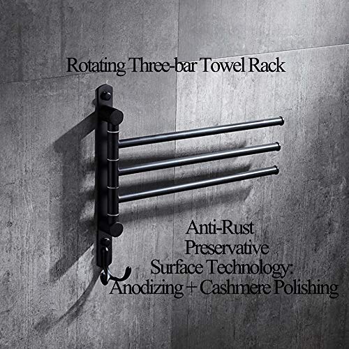 Towel Rack Holder, Towel Bars Holder Swing Towel Racks Wall Mounted Towel Holder with Hooks 3-Bar Oil Rubbed Bar Swivel Hanger Swivel Towel Rack Towel Holder Swing Bar Rack Towel Bar Swivel Hanger - Thumbnail 4