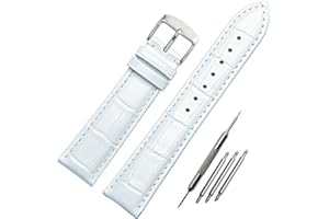 HEYOZURY Watch Bands Genuine Leather Embossed Alligator Grain Calfskin Replacement Strap for Women Men Bracelet Choose Color Width 16mm 17mm 18mm 19mm 20mm 21mm 22mm 22mm 24mm