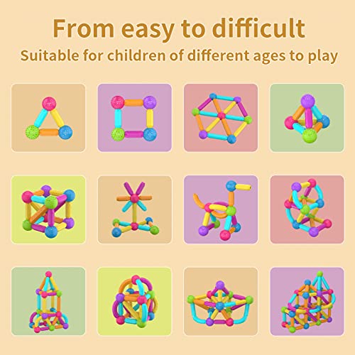 JUXUE 84 PCS Balls and Rods Set for Kids, Building