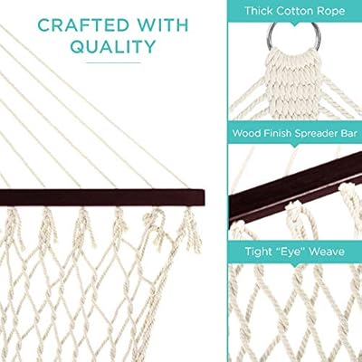 Best Choice Products 2-Person Double Hammock, Outdoor Woven Cotton Rope Hammocks for Backyard, Patio w/ Spreader Bars… 51vaxJ5khFL