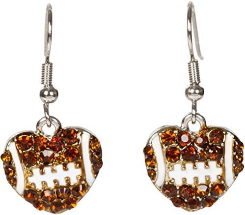 Heirloom Finds Dazzling Crystal Heart Shaped Football Dangle Earrings