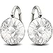 Sterling Silver Made with Swarovski Crystals Clear Round Leverback Earrings, 0.70