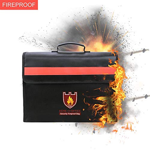 Fireproof Document Bag Waterproof w/Shoulder Strap & File Folders, Safety Household Storage Bag, Heavy Duty Protection for Valuable Documents, Jewelry, Passports, Money ect - Thumbnail 7