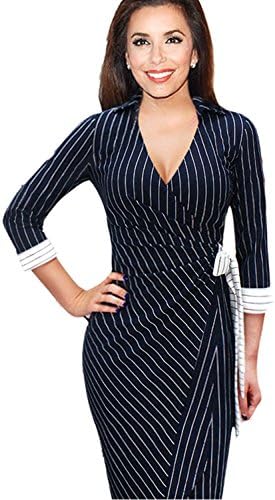 Women's Elegant V Neck Plaid Wrap Dress