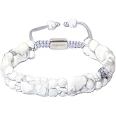 ENERACO Protection Healing Stone Bracelets for Men, Unique Beads Bracelets Genuine Howlite Stone Beaded Bracelets for Men, Handmade Bracelet Energy Protection Crystal Gifts for Father Son