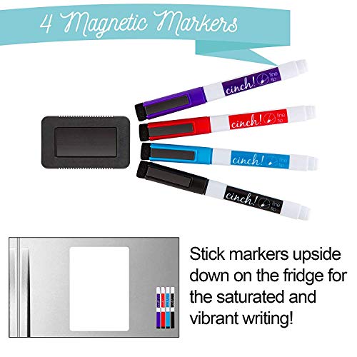 Magnetic Dry Erase Whiteboard Sheet for Kitchen Fridge: with Stain Resistant Technology - 19x13" - Includes 4 Markers and Big Eraser with Magnets - Refrigerator Grocery List White Board Organizer - Thumbnail 4