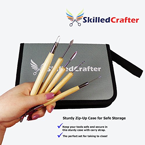 Skilled Crafter Clay Modeling Tools with Zip-Up Case. Quality 18 Piece Double Ended Sculpting & Detailing Set for Sculpey, Polymer, Ceramics, Dough and Wax. Perfect For Studio or Class - Thumbnail 4