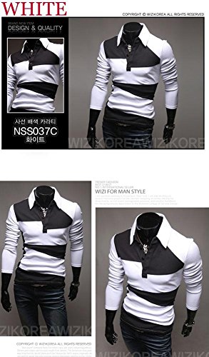 CNlinkco Mens Polo Shirts V Neck T Shirt Long Sleeve Polo Casual Stylish Slim Fit Cotton Shirt (White XXL)