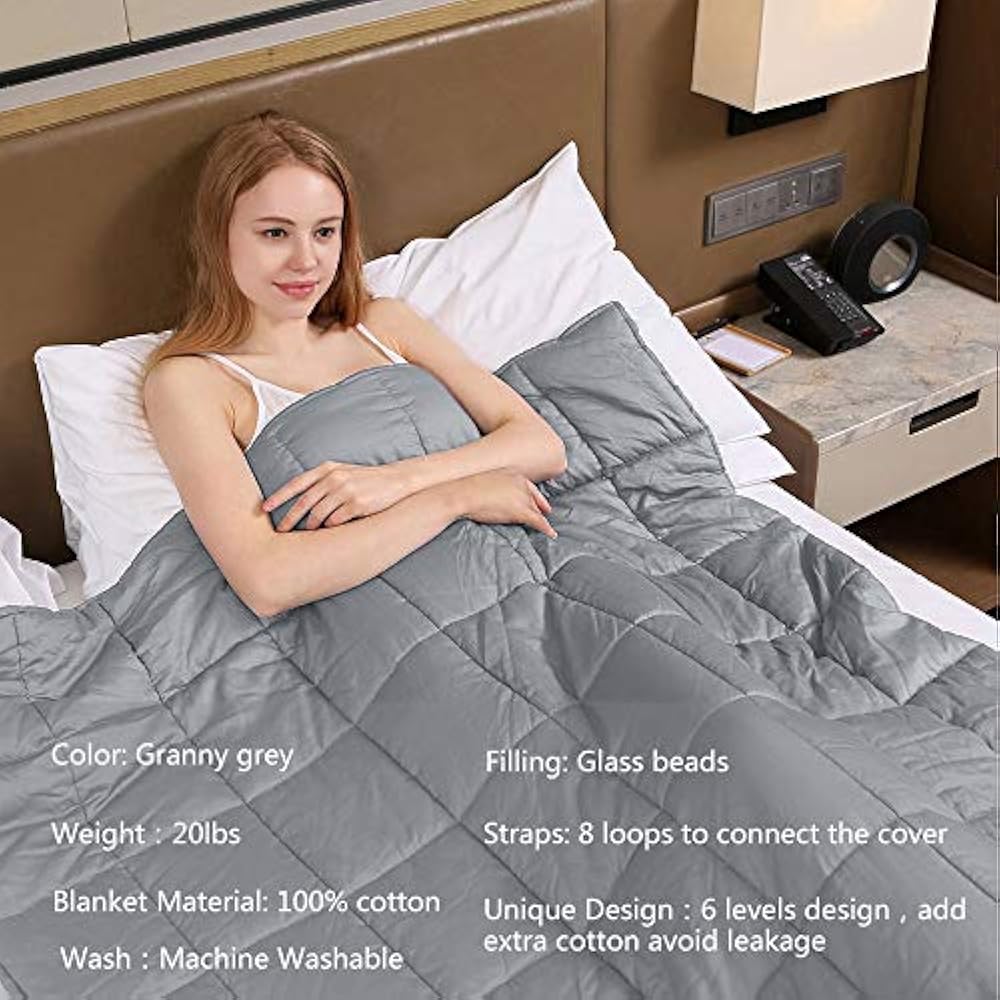 ZonLi Premium Weighted Blankets (60'x80'', 20lbs For 170-230 Lbs, Light