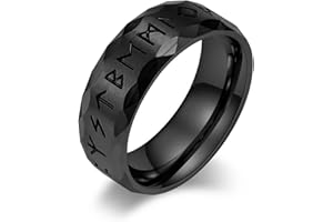 MEILORD Vintage Norse Viking Runes Ring Nordic Runic Symbols Pagan Celtic Wedding Thumb Stainless Steel Band Rings for Men Women Boys Teens