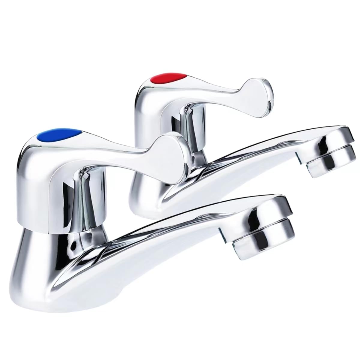 VONATES Bathroom Taps, Pair of Basin Taps Chrome, Thickened and Lengthened Bathroom Faucet Set, Hot and Cold Faucet for Balcony Basins