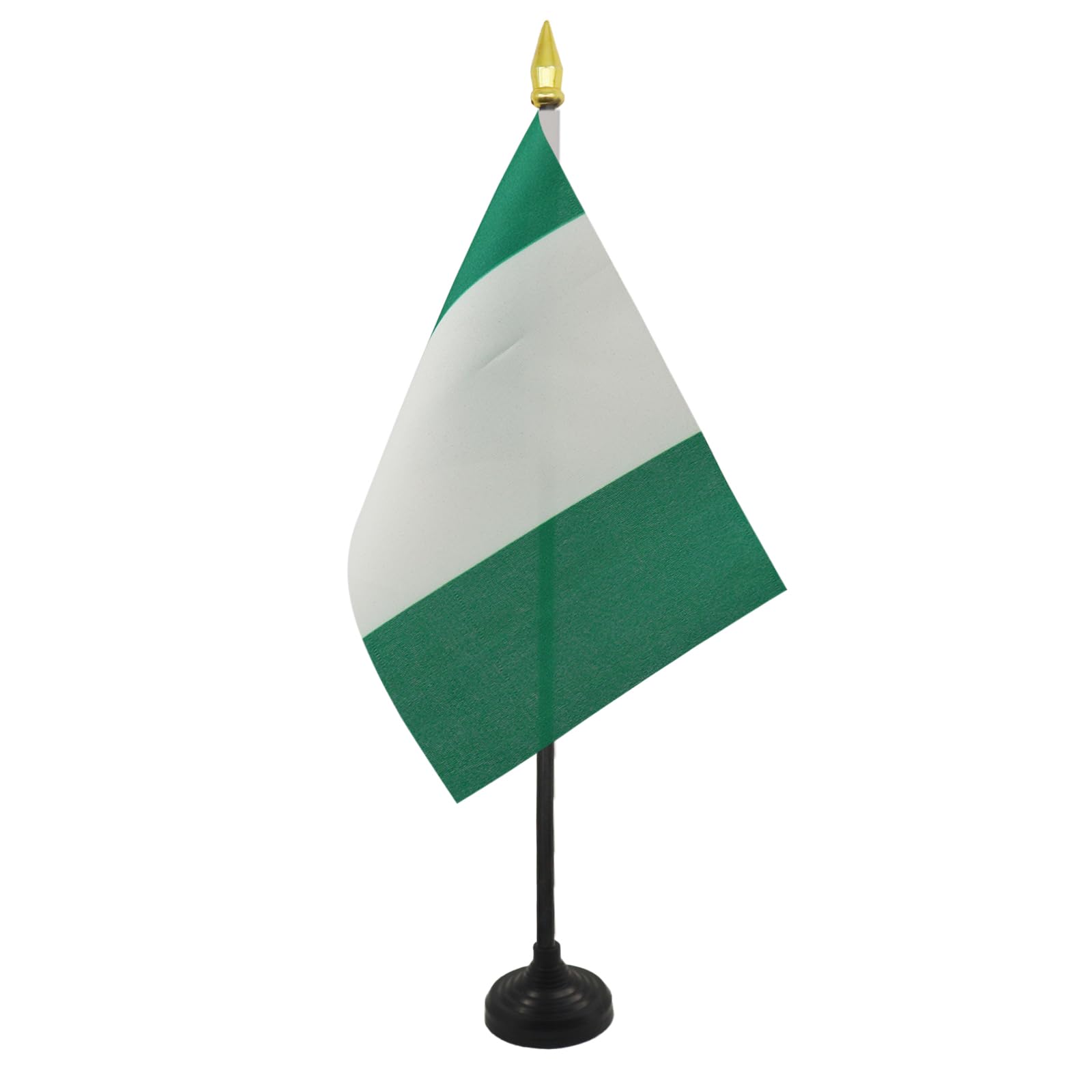 AZ FLAG - Nigeria Table Flag 4'' x 6'' - Nigerian Mini Desk Flag 100% Polyester 15 x 10 cm - Office Mini Banner with 10'' Pole - Golden Spear