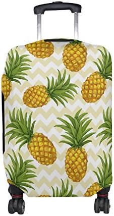 LAVOVO Tropical Pineapples Zigzag Print Travel Luggage Cover Spandex Suitcase Cover Protector Baggage Fits 23" to 26" Luggage