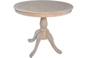 Carolina Chair & Table Fairview Round Dining Table – Classic American Style Furniture, Seats 2-4 Person Wooden Top Pedestal Base Table for Kitchen or Dining Room (Whitewash, 36")