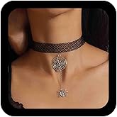 Iaceble Gothic Lace Choker Necklace Halloween Spider Collar Necklace Short Black Lace Necklace Spider Web Necklace Chain Jewelry for Women