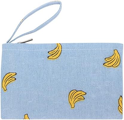 Caixia Women's Cotton Banana Print Blue Canvas Tote Shopping Bag