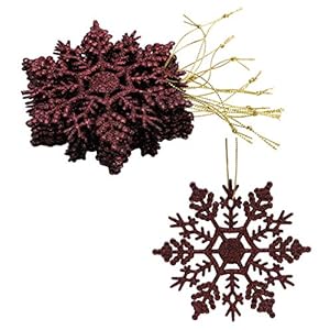 Pak 12-10cm Glitter Sneeuwvlok Hangende Decoraties – Kerstversiering (Mokka)