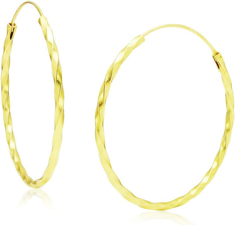 Big Apple Hoops - 1.8mm Thick Sterling Silver Twisted Hoop Earrings Size 20mm, 25mm, 30mm, 35mm in 2 Color Rose or Gold