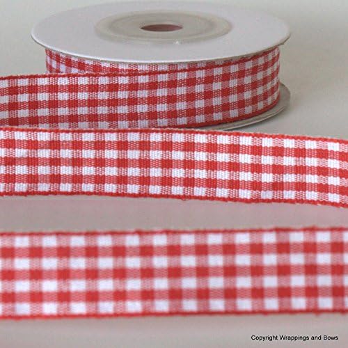 Gingham Ribbon 15mm wide x 10 metre reel Red