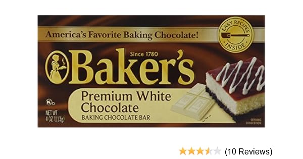 Amazon Com Baker S Premium White Chocolate Baking Bar 4oz Bar