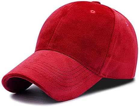 Urchart Unisex Velvet Baseball Cap Women Men Leisure Visor Hats (Red)