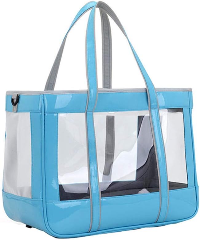 Gulunmun Pet Carrier Backpack for Cat and Small Dog Transparent Puppy Pet Carrier Bag Double Shoulder Outgoing Travel Cat Pet Packets-Blue,M,39x21x31cm