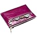 Itslife Triple Zipper Leather Mini Coin Purse Card Holder with Key Chain(Fuchsia)