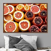 Framed Canvas Wall Art Fruity Citrus Colorful Farmhouse/Country Fruit Group Modern Art Multicolor Photography - 16x24 inches