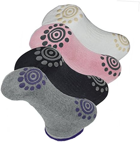 Non Slip Women Sticky Socks with Grips for Barre Yoga Pilates (4 Pair)