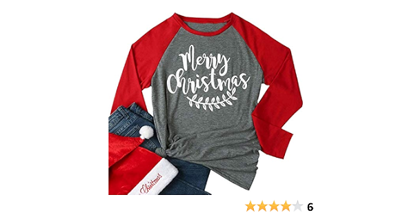Women Christmas Shirts Raglan Long 