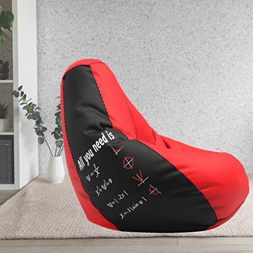 ComfyBean - Bean Bag Cover - Designer Printed - Bean Bag - Size : XXXL - Color : All I Need is Love - Black & Red