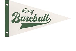WXHUM Boys Nursery Playroom Room Decor, Play Baseball Pennant Banner Flags, Retro Green Kids Wall Art Decor for Toddler Room Nursery Playroom, Baseball Party Decorations, 8x14 Inch