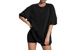 ATHMILE Womens Oversized T Shirts Loose Fit Crewneck Short Sleeve Tops Summer Casual Blouse 2024 Y2K Basic Tee