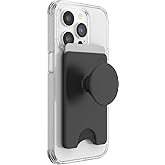 PopSockets Adhesive Phone Wallet with Grip- Black | PopWallet, Holds 3-5 Cards, Swappable Top, Kickstand, Black, For iPhone/iPad/Kindle/Android