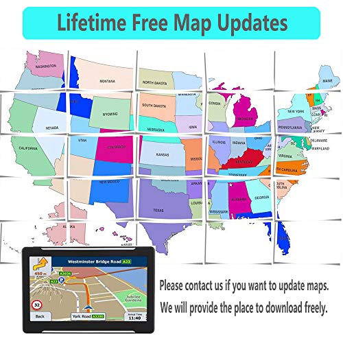 GPS Navigation for Car Vehicle, Navigator System 7 Inch LCD Touch Screen 8GB Lifetime Map Update Direct Access, Driver Alerts