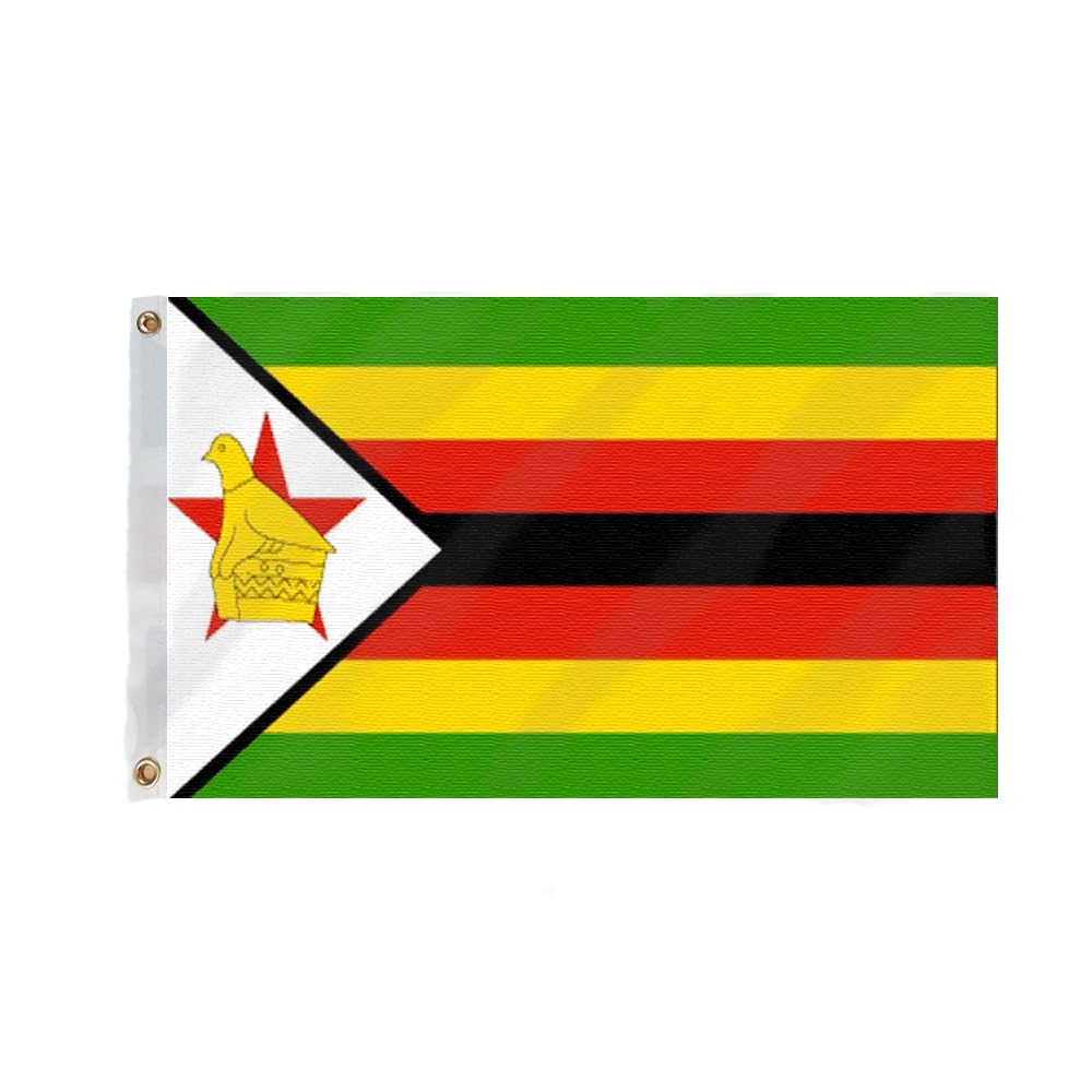 Flagmax Zimbabwe Flag 5ft x 3ft (150cm x 90cm) - Durable Zimbabwean Flag with Eyelets for Outdoor Display - High-Quality Flag of Zimbabwe for Home or Office Decoration
